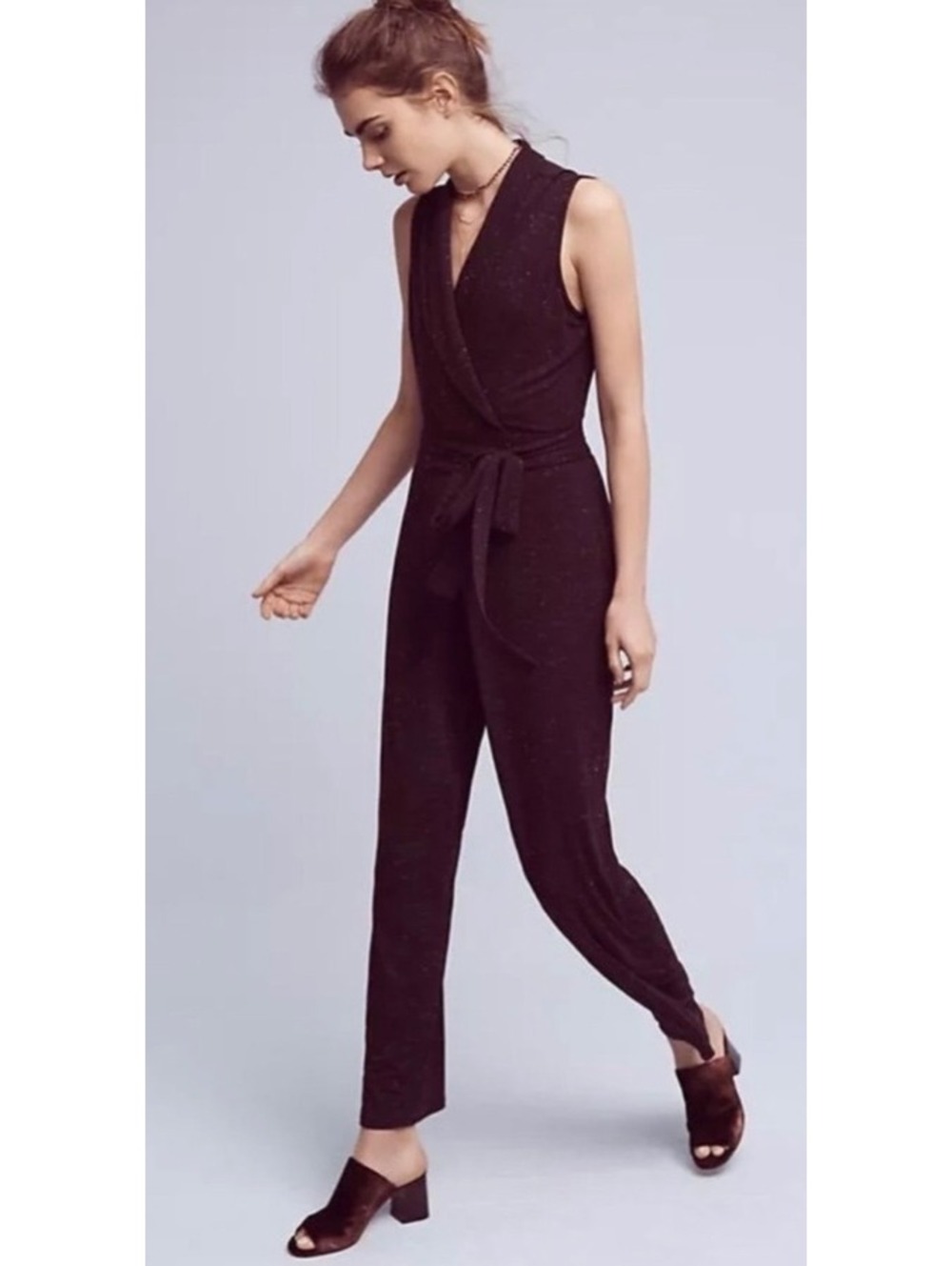 Dolan Left Coast Collection Sleeveless Wrap Jumpsuit in Heathered Burgundy